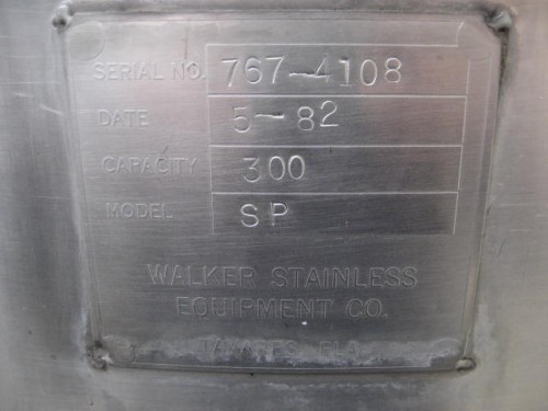 300 gallon Walker Stainless Steel Tank
