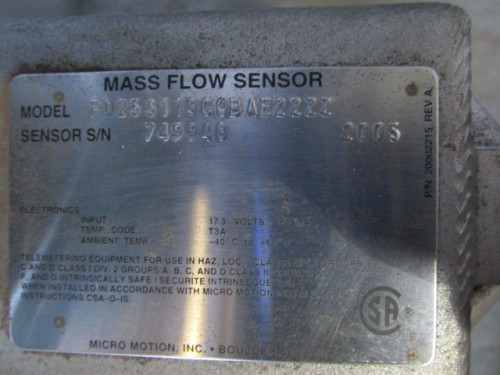 Micro Motion F Series Mass Flow Sensor