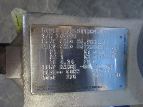 Micro Motion F Series Mass Flow Sensor