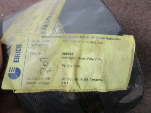 Eirich R7 Belt. unused.