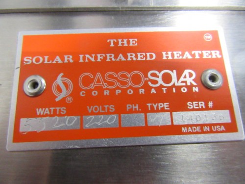 Casso-Solar Infared Heater Panels- unused