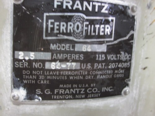 one(1) used S.G. Frantz Electromagnetic Filter Separator