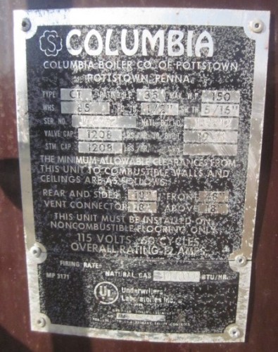 35 ton Columbia Package Boiler