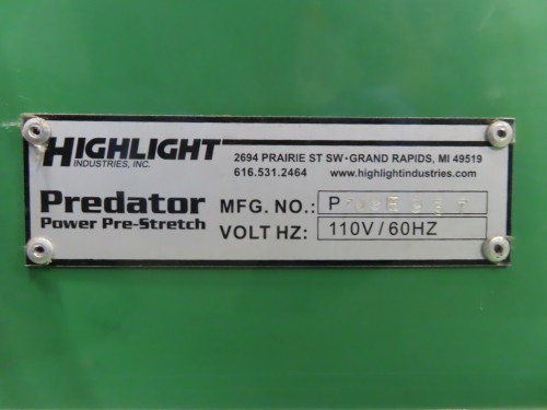 Highlight Industries Predator SS Simplified Stretch Semi-Automatic Stretch Wrapper
