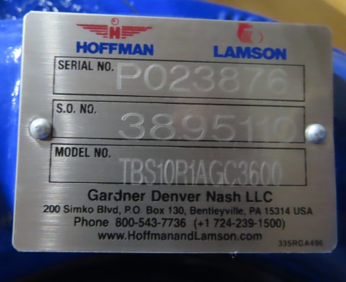 Hoffman Lamson Gardner Denver Regenerative Blower/Exhauster