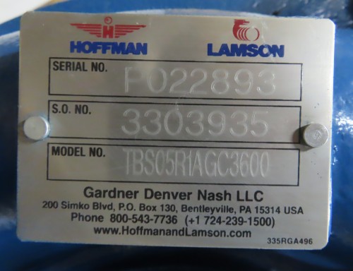 Hoffman Lamson Gardner Denver Regenerative Blower/Exhauster