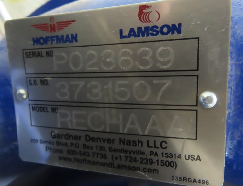 Hoffman Lamson Gardner Denver Regenerative Blower with 15 HP Baldor Motor