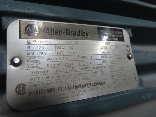 Unused 125 HP Allen-Bradley Motor with Stearns Brake