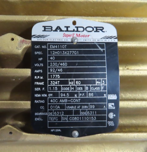 Used 40 HP Baldor Super-E Motor For Sale