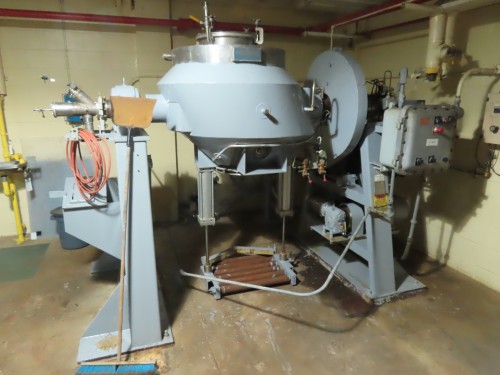 Used 10 cu ft Gemco Slant Cone Rotary Vacuum Dryer with Gemcomatic Drum Loader and Unloader for sale