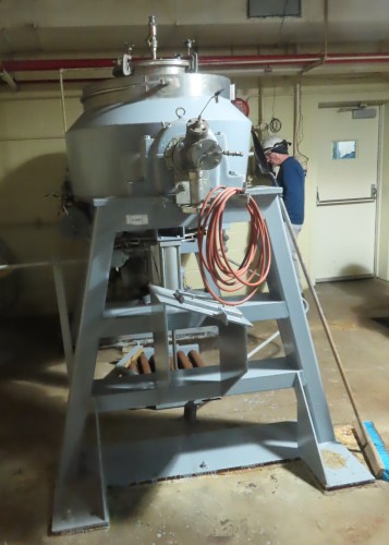 Used 10 cu ft Gemco Slant Cone Rotary Vacuum Dryer with Gemcomatic Drum Loader and Unloader for sale