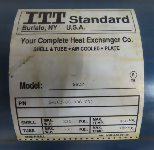Stainless steel shell and tube condenser