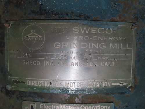 used Sweco Vibratory Media Mill