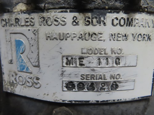 10 HP Ross High Shear Mixer, Emulsifier, Homogenizer with Rotor Stator