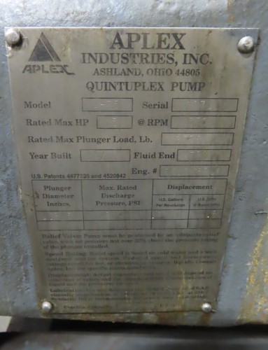 50 HP Aplex MA075Y Quintuplex Pump for sale