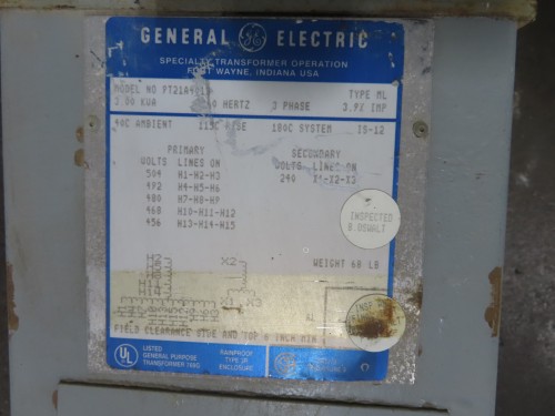 3 kVA General Electric (GE) Transformer for sale
