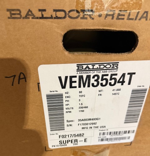 1.5 hp Baldor Motor 1750 rpm