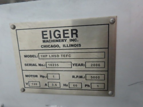 1 hp Eiger Machinery Inc. High Speed Lab Disperser