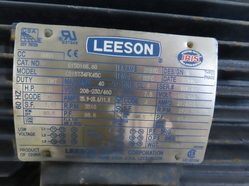 10 hp Leeson Electric Motor