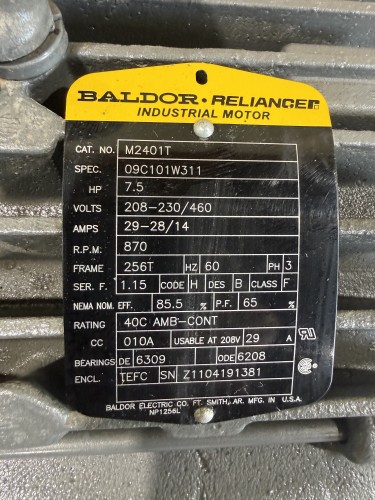 7.5 hp Baldor Motor