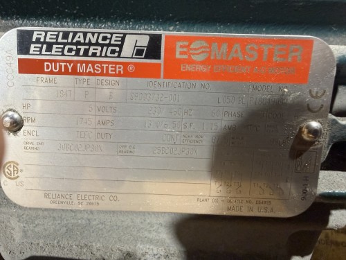5 hp unused Reliance Electric Motor