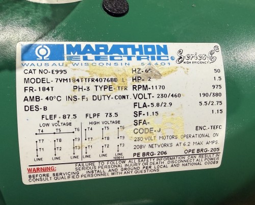 2 hp new surplus Marathon Electric Motor