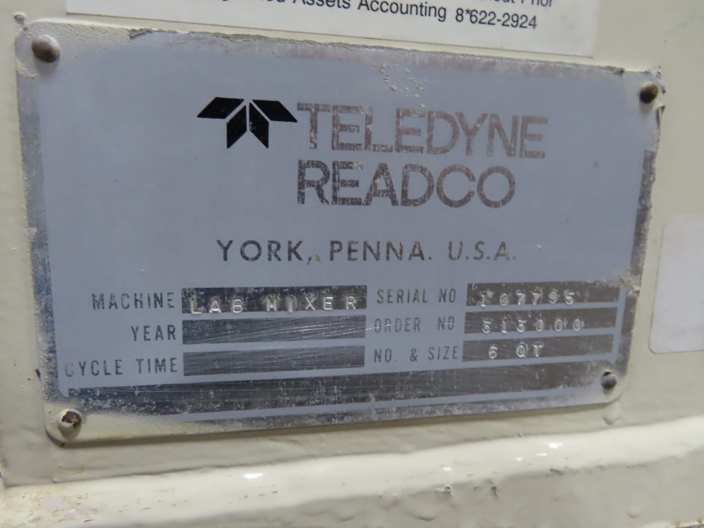 6 qt Teledyne Readco Double Arm Sigma Blade Lab Mixer